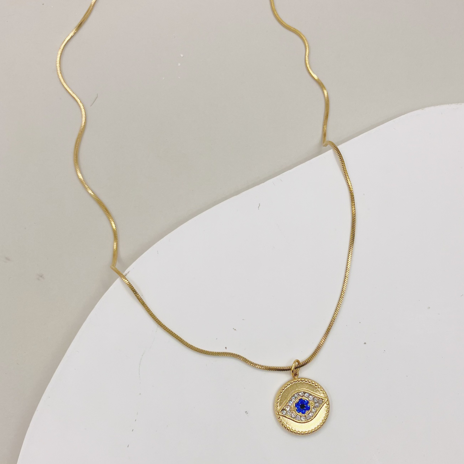 Fashion Devilu0027S Eye Stainless Steel Titanium Steel Inlay Zircon Pendant Necklace 1 Piece