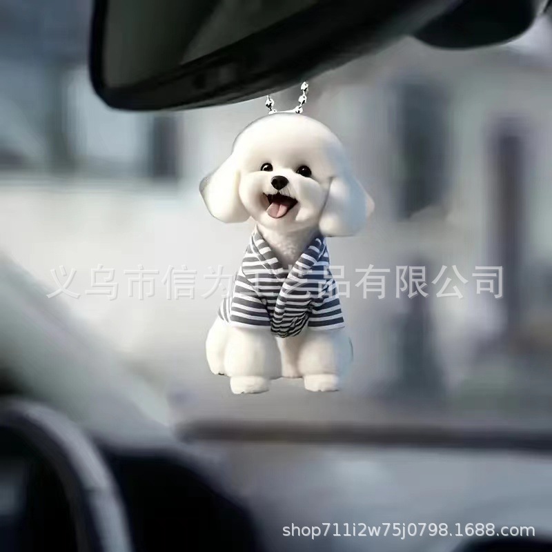 Cross-border nuevo creativo 2D lindos perros de peluche cachorro hombre mochila colgante acrílico colgante de automóvil