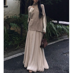 设计感巨好看的轻熟上衣早秋女2025羊毛针织衫斗篷毛衣披肩外套女