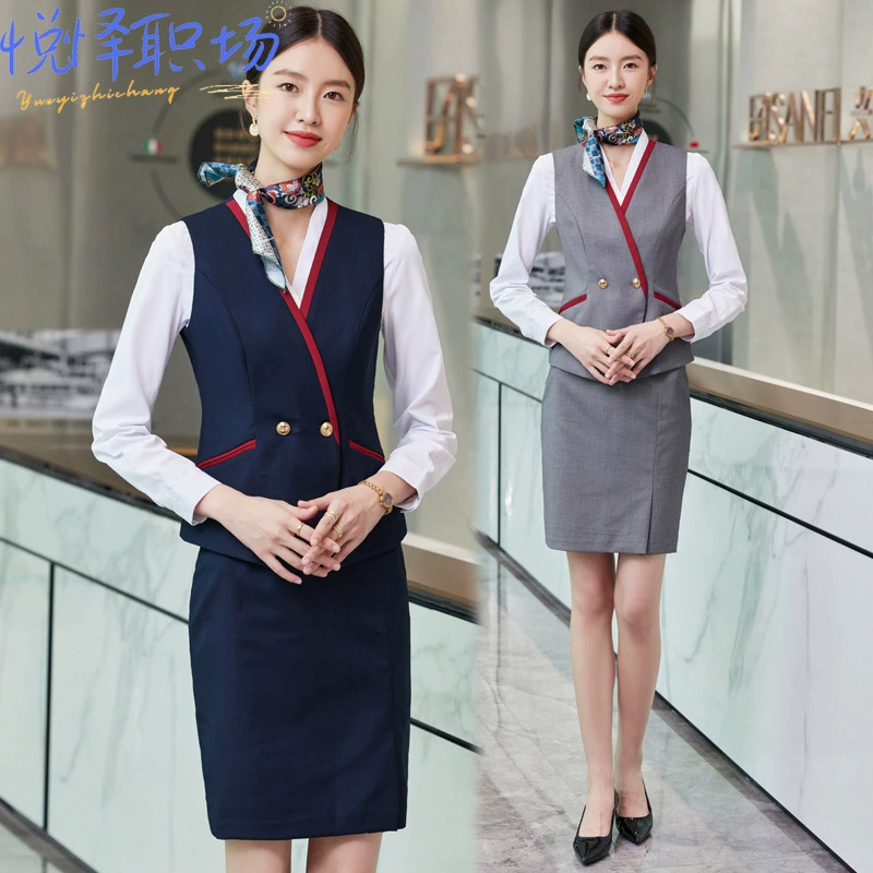 Профессиональный жилет костюм Женская Телеком рабочая одежда мобильный бизнес зал Униформа Бар Отель стойка регистрации рабочая одежда Осень Мужчины