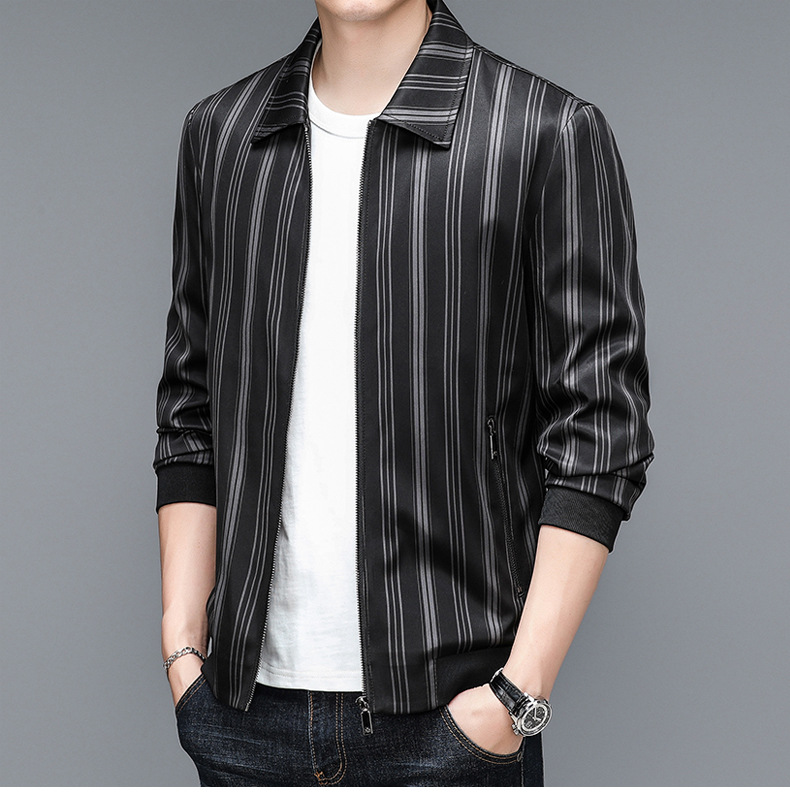 Men's Casual Lightweight Baseball Bomber Jacket With Lapel Collar_voghion.com