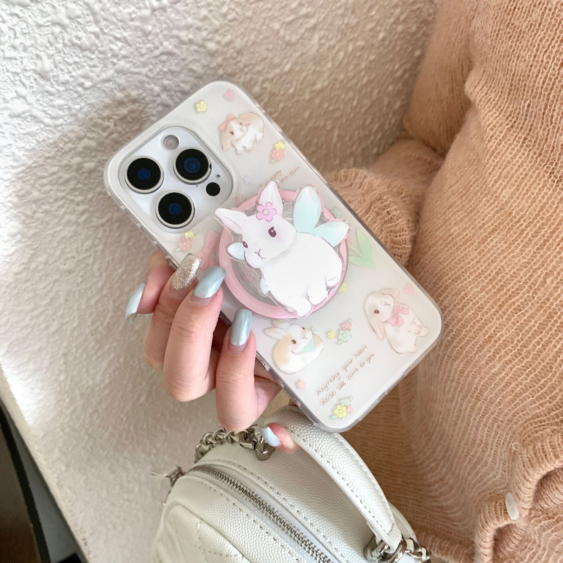 Soporte magnético sobre fondo blanco floral inglés conejo NTX