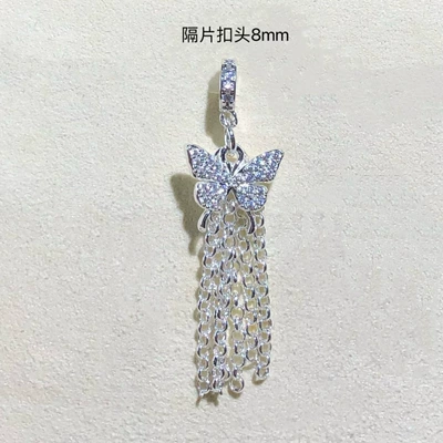 14K Gold-Plated Color-Preserving Crystal Zərgərlik ara hissələri - bright-silver-butterfly-tassel