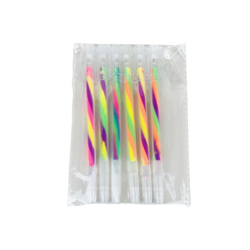 新款彩虹笔三色旋转渐变梦幻色中性笔学生手账记号笔袋装