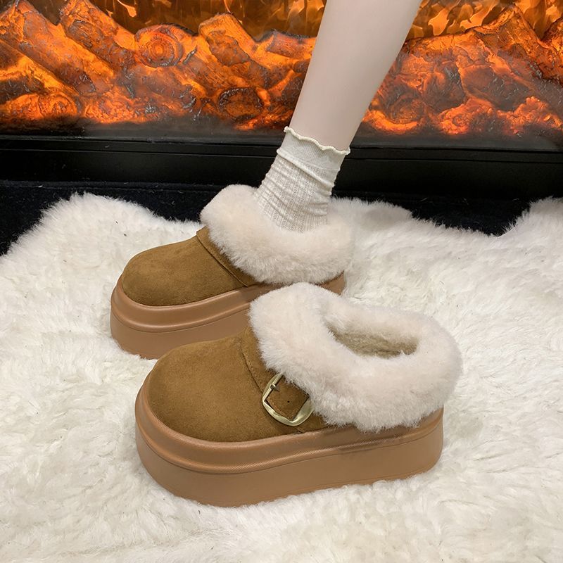Maillard Frosted Retro Cotton Slippers for Women Winter New Style Small Thick-Soled Heightening Furry Birkenstock All-Inclusive Snow Boots Maillard Frosted Retro Cotton Slippers for Women Winter New Style Small Thick-Soled Heightening Furry Birkenstock All-Inclusive Snow Boots