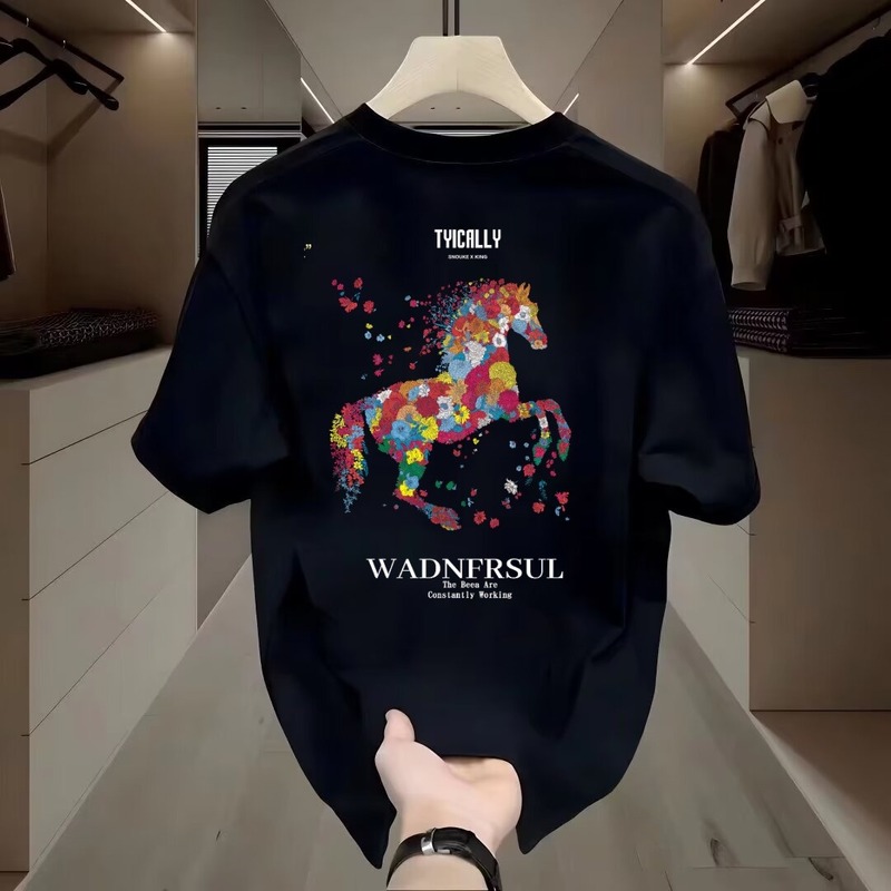 アメリカのトレンディなブランド純綿メンズラウンドネック半袖Tシャツメンズ服夏の新しいルーズ半袖カジュアルトップ|undefined