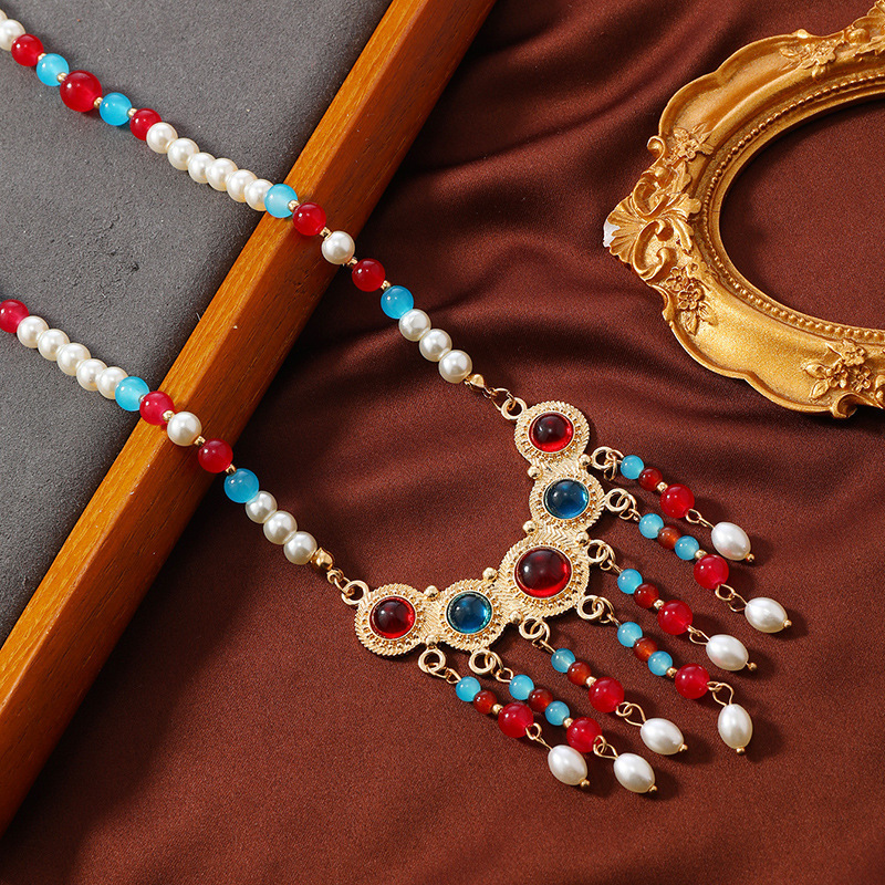 Mid-Autumn Festival Mid-Autumn Festival ancient style polo children's collar vest skirt accessories tassel necklace female girl Chinese ethnic style Mid-Autumn Festival Mid-Autumn Festival ancient style polo children's collar vest skirt accessories tassel necklace female girl Chinese ethnic style