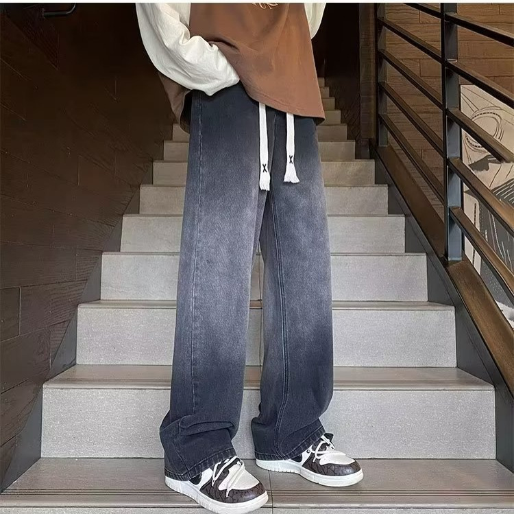 Pantalones vaqueros de moda para hombres pantalones casuales rectos sueltos para hombres