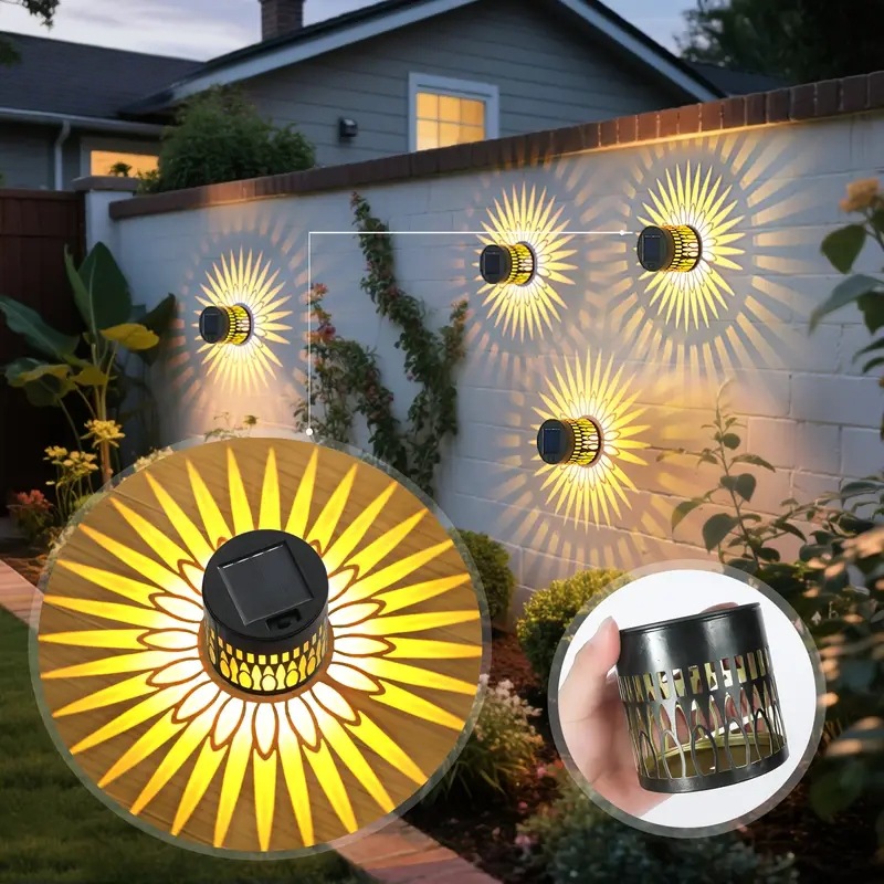 Cross-Border Amazon Solar Mandala Sunflower Sunflower Wall Lamp Outdoor Garden Decoration Landscape Wall Lamp