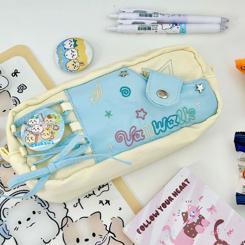 インかわいいマルチスターノート鉛筆バッグ大容量かわいいニッチ学生文具箱女の子中学生キャンバスバッグ|undefined