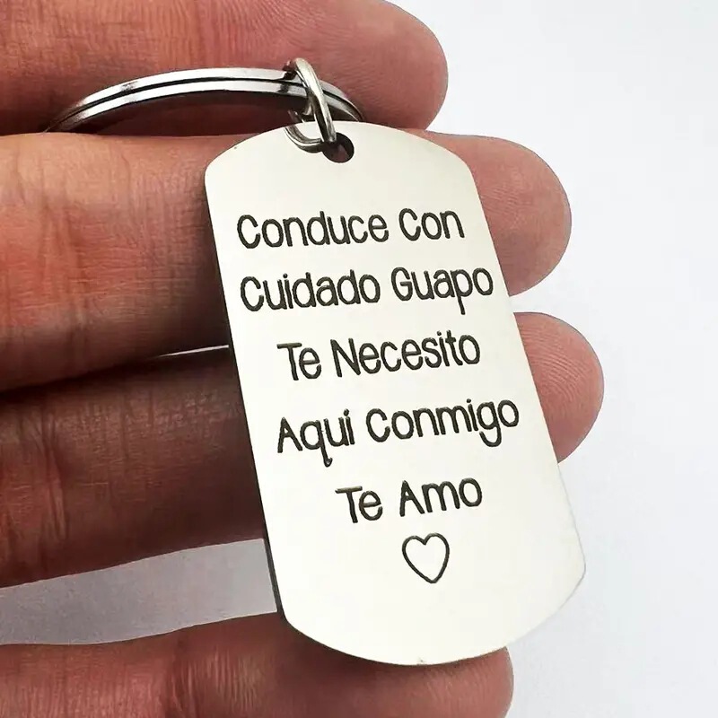 Cross-border temu explosions 50*28mm stainless steel keychain for men to my husband keychain