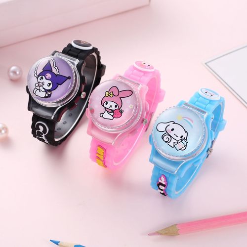 Flip cartoon watch anime Kurumi big-eared dog rotating digital watch girl primary school cute quartz watch