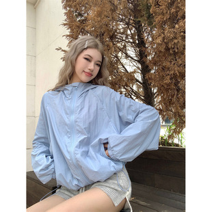 2025 real shot real price American ~ outdoor all-match casual hooded thin sunscreen windbreaker coat women's clothing