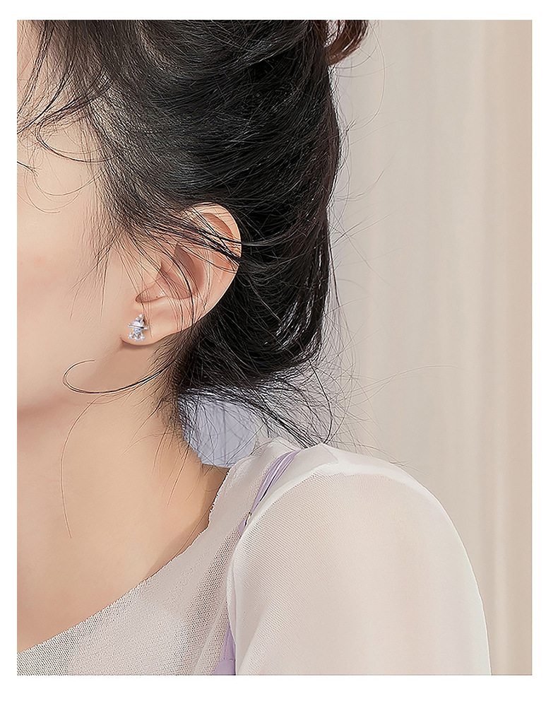 Fashion Planet Sterling Silver Plating Zircon Ear Studs 1 Pair