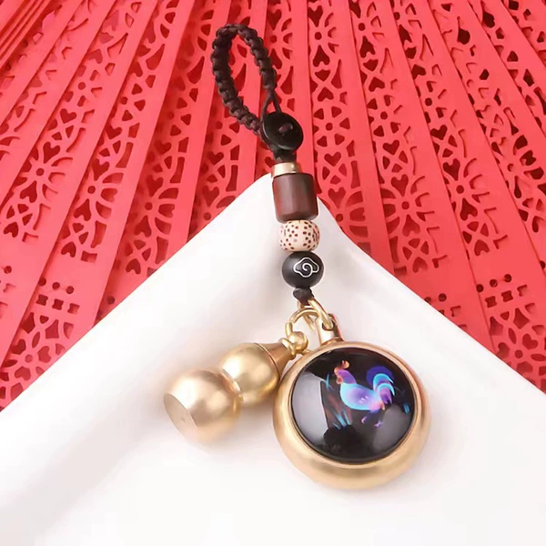 Auspicious cloud rope + luminous [Zodiac Rooster] + Copper gourd to send sand