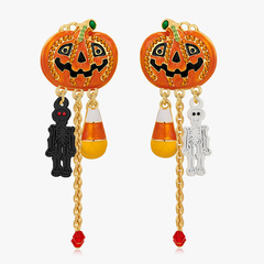 欧米のファッションはハロウィーンのかぼちゃのペンダントのイヤリングのフリンジの創意の個性の長いタイプはダイヤモンドの耳飾りを入れます。