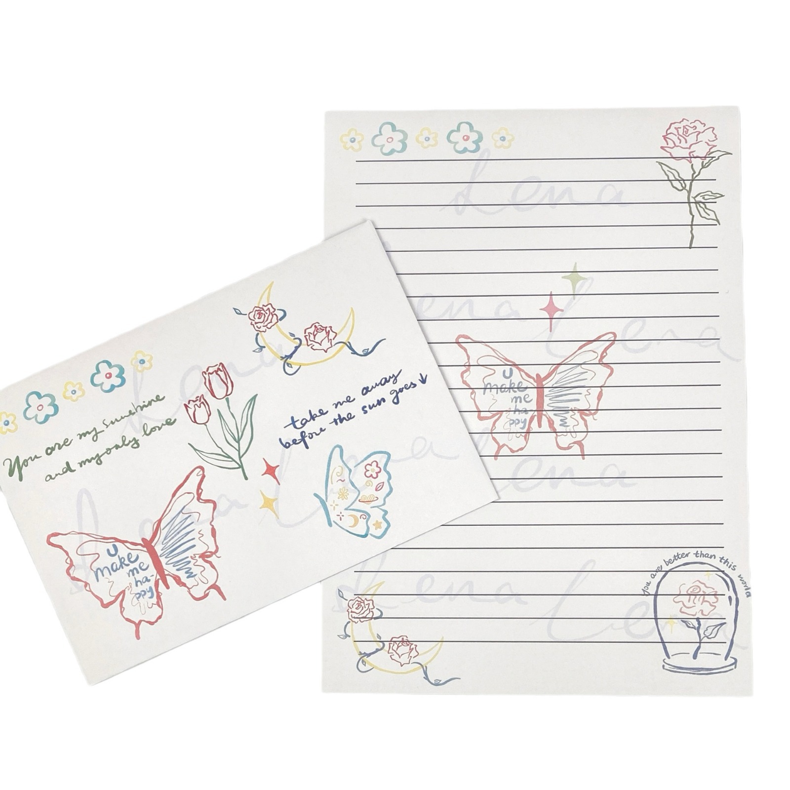 Sobre antiguo conjunto de cartas bendiciones románticas creativas Mensaje de regalo mariposa carta de carta romántica escritura a mano