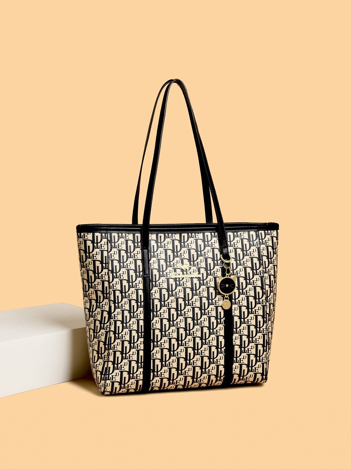 Qadın üçün böyük tutumlu vintage naxışlı tote çanta