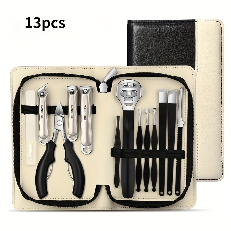 Conjunto de pedicura de uñas, 18 pinzas, conjunto de cortador de uñas, piel muerta, acero inoxidable, pinzas de boca afilada, un solo paquete