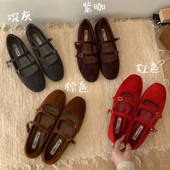法式复古一字纯色玛丽珍鞋女2025春秋新款时尚百搭平底单鞋晚晚鞋