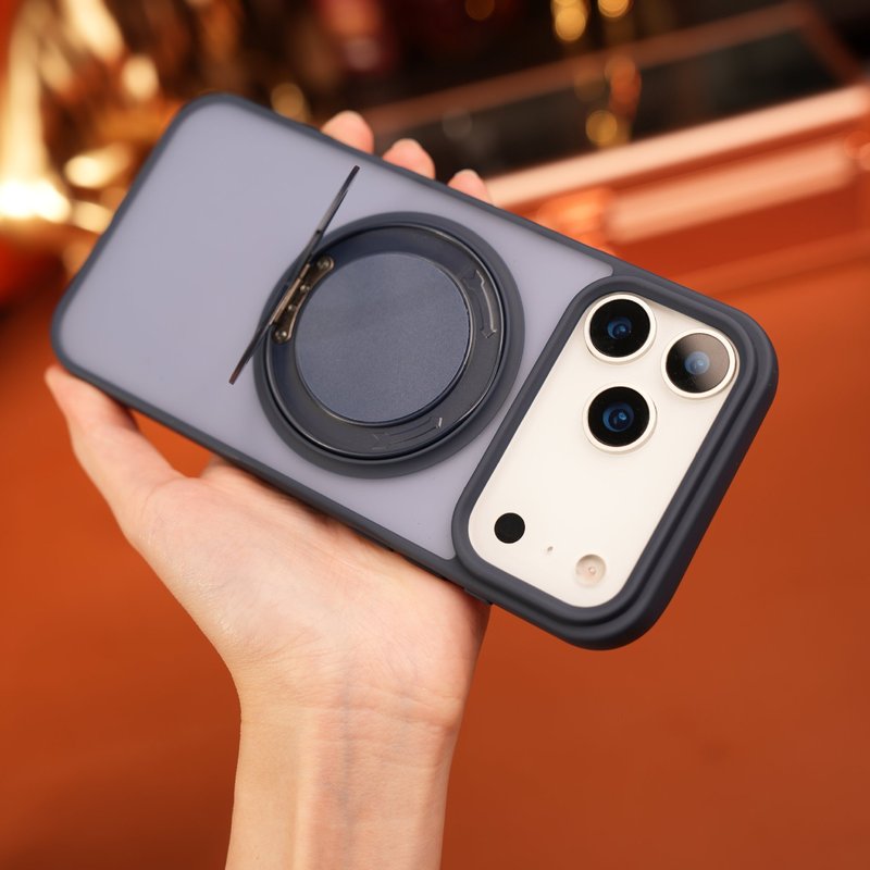 适用iPhone17promax肤感磨砂手机壳苹果16旋转磁吸支架防摔手机壳|undefined