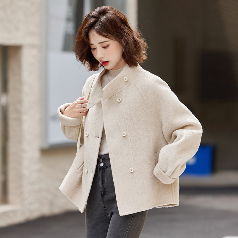 Wool Coat New Style Chanel Style Pure Hand-Sewed Double-Sided Wool Short Coat Double-Sided Cashmere Chanel Style