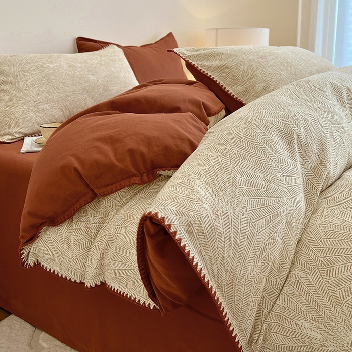 Cama de algodón tipo A, cuatro piezas de algodón, tres piezas de algodón, sábanas de borde gruesas, sensación de alto nivel, tallado grueso