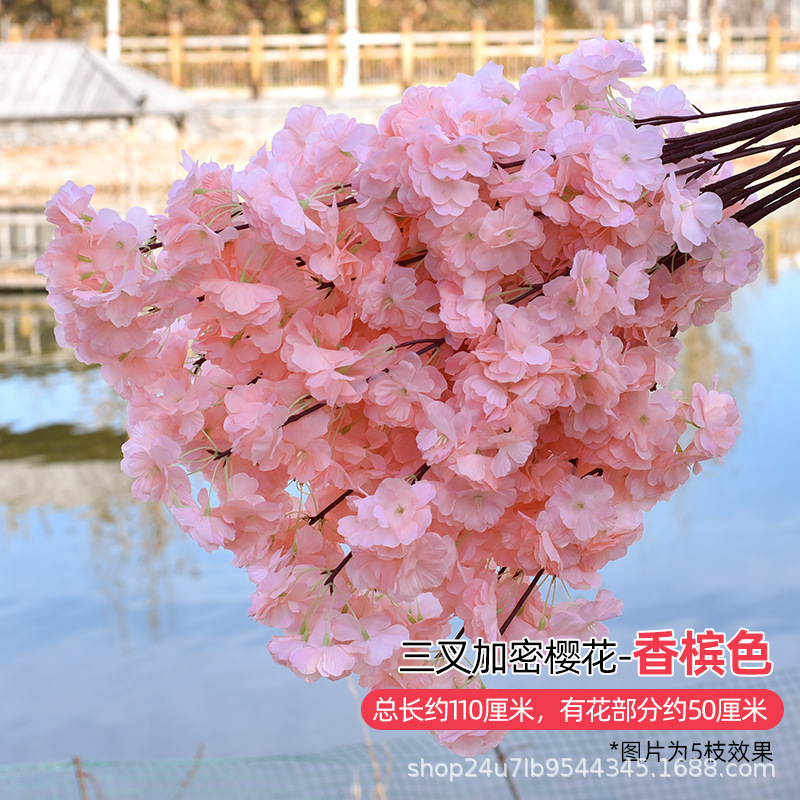 Simulación de flores de cereza flores de melocotón flores de pera flores de ciruela flores de bodas flores falsas vid decoración jardín balcón red de manglares paisaje de pared