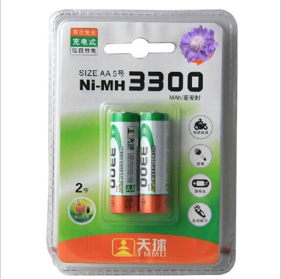 供应天球镍氢5号3300mAh毫安充电电池AA五号高容量适用话筒批发