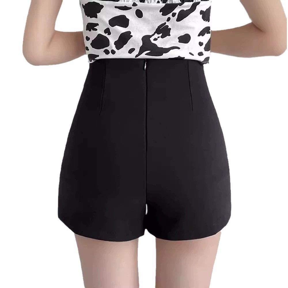 Demi-season shorts, warm trousers, black elastic leggings, boots, high waist, tight