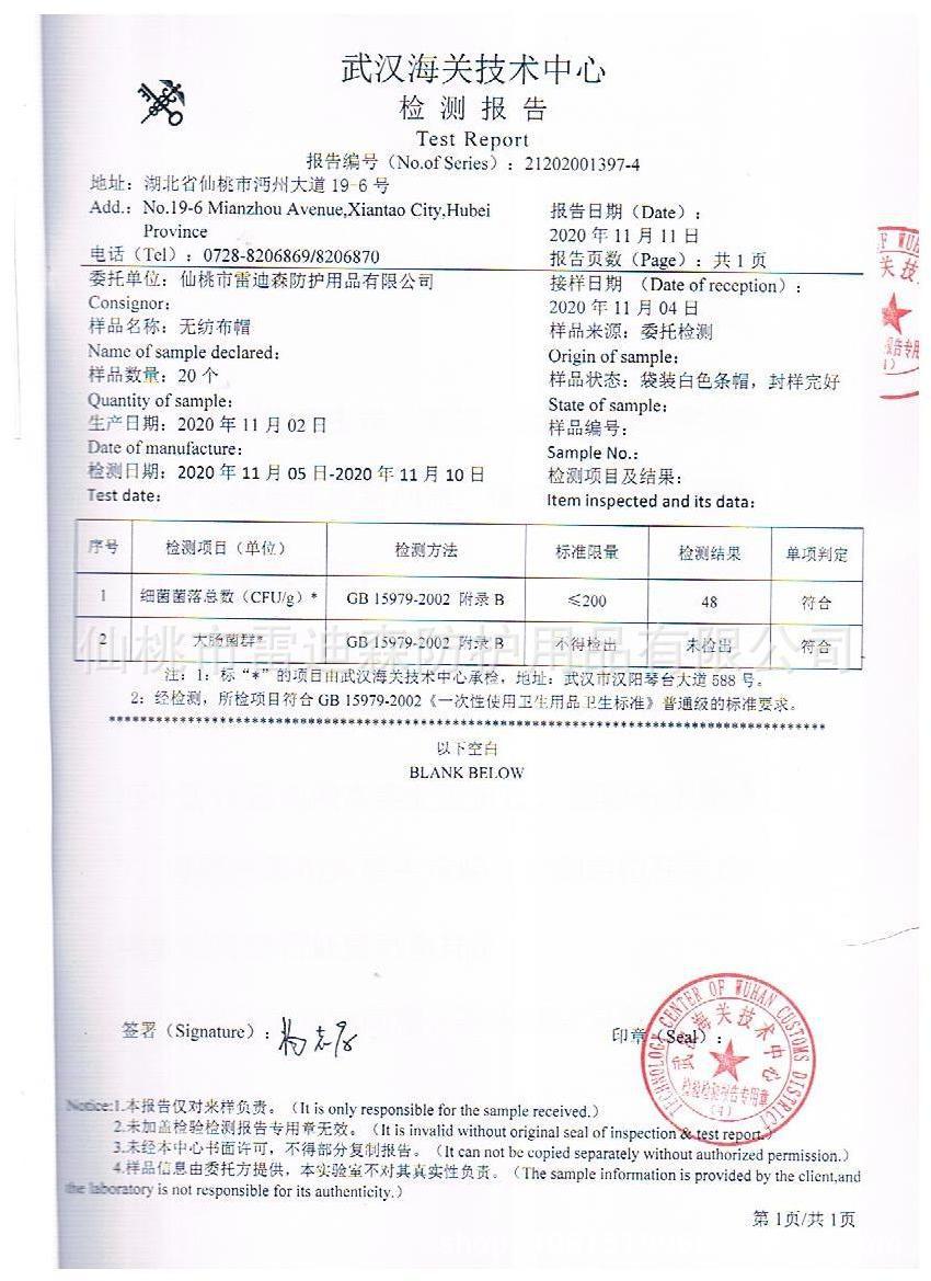 无纺布帽检测报告（国标） 001.jpg