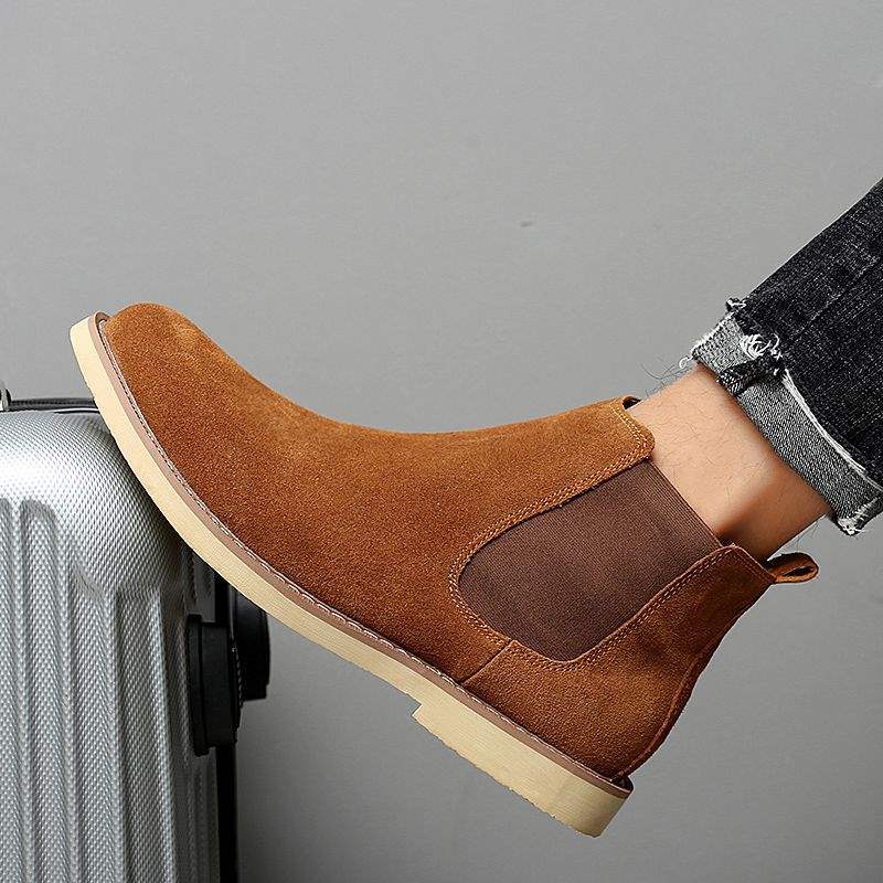 Chelsea Boots Men's Winter Shoes High-Top Martin Boots Men's Boots British Cotton Shoes Mid-Top Versatile Short Boots Trendy