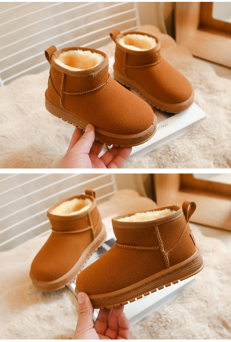 Barnsnöskor 2023 vinter nya plysch och tjocka flickor med medelstora till stora, mjuka sulor för barn, vattentäta_voghion.com