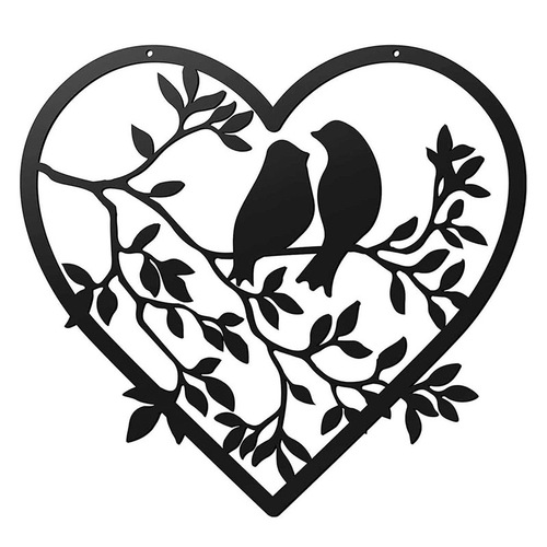 Metal love bird silhouette round love art iron hanging ornaments independent station manufacturer supply