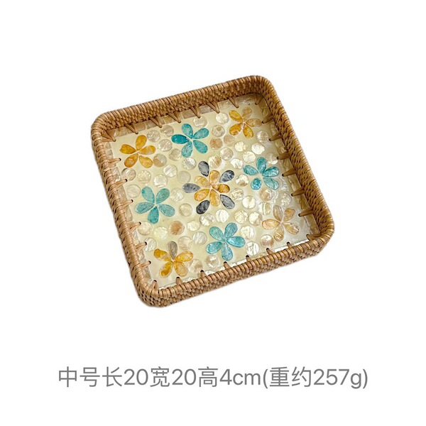 Vietnamese rattan shell tray fruit plate grows square tray household…