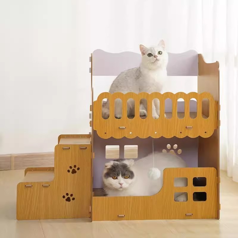 猫掴み板猫の巣の上下に特大屋根裏猫別荘猫ベッドが敷かれています。|undefined