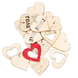 Wooden Pendant Decorations Valentine's Day Decorations Love Shape Wooden Piece Wooden Plate Hanging Craft Valentine's Day Wedding