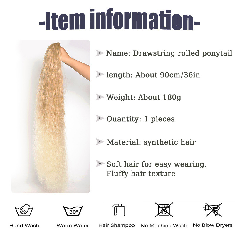 corn silk long curly ponytail wig female hair bough ponytail fluffy natural drawstring ponytail spot wig_voghion.com