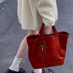 托特包包女式2025新款红色婚包日常可用新娘婚包大容量通勤手提袋