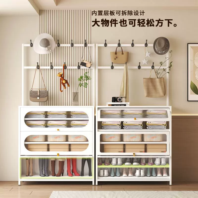 多层鞋架子简易门口家用一体式收纳鞋柜防尘衣帽架宿舍爆款2024