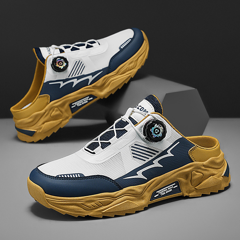 Calzado deportivo con hebilla giratoria verano nuevo estilo de malla para hombre transpirable zapatos casuales para hombre zapatos casuales de un pie