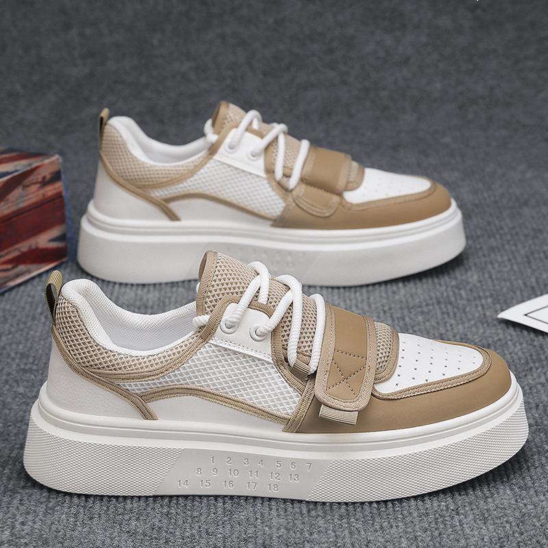 Zapatos de deporte de moda para hombre con hebilla de corte bajo, suela gruesa, zapatos casuales de aumento, malla para hombre, zapatos blancos deportivos para estudiantes transpirables