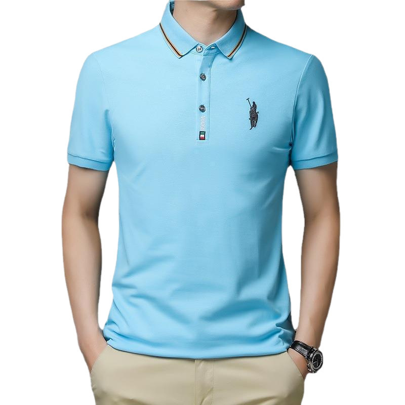 Polo camiseta de alto nivel hombre ligero de negocios bordado camiseta de verano mangas cortas de golf bordado elástico camiseta de solapa