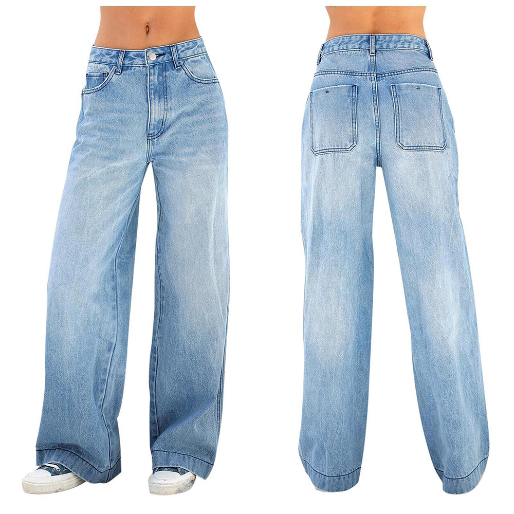 Commerce extérieur européen et transfrontalier Jeans rétro américains 2025 Nouveaux pantalons longs, amples et droits à la mode_voghion.com