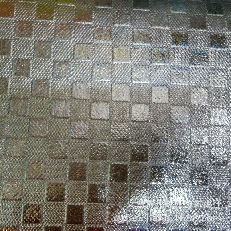 pp/pe铝箔印刷压方格银色纹淋膜复合无纺布、镭射亮彩覆膜无纺布