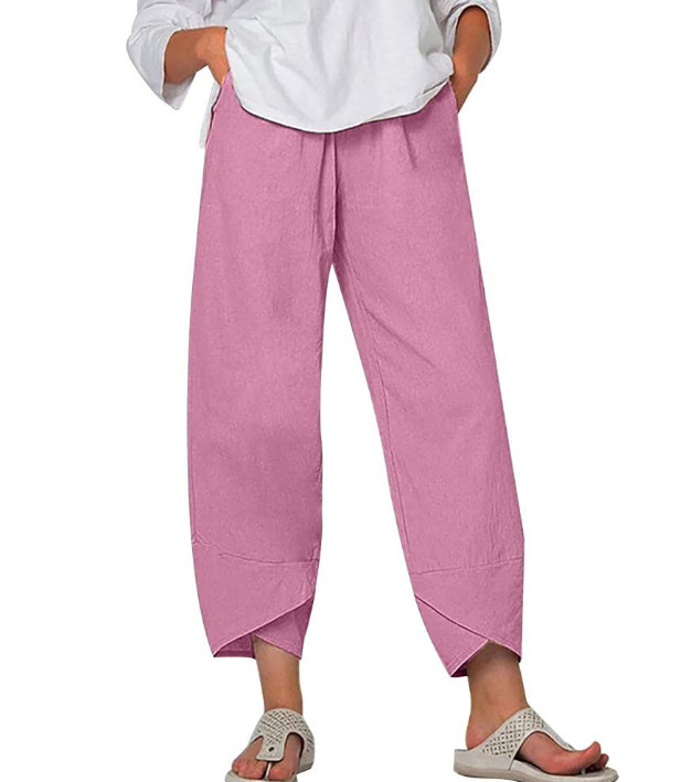 Lino de bambú 2023 nueva primavera suelta moda Impresión digital directa la fábrica pantalones casuales verano