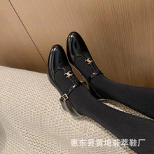 法式復古凱旋門瑪麗珍黑色粗跟單鞋洛麗塔2022年新款T型帶JK女鞋
