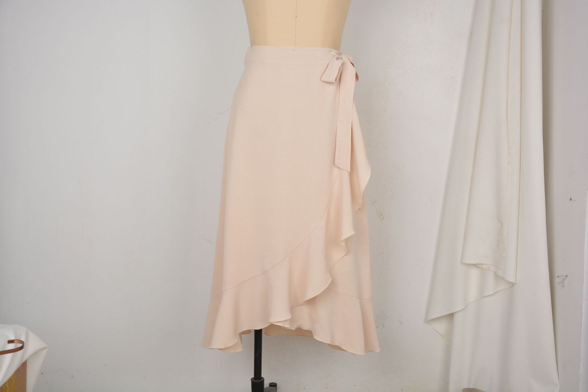 Self-Tie Asymmetric Skirt