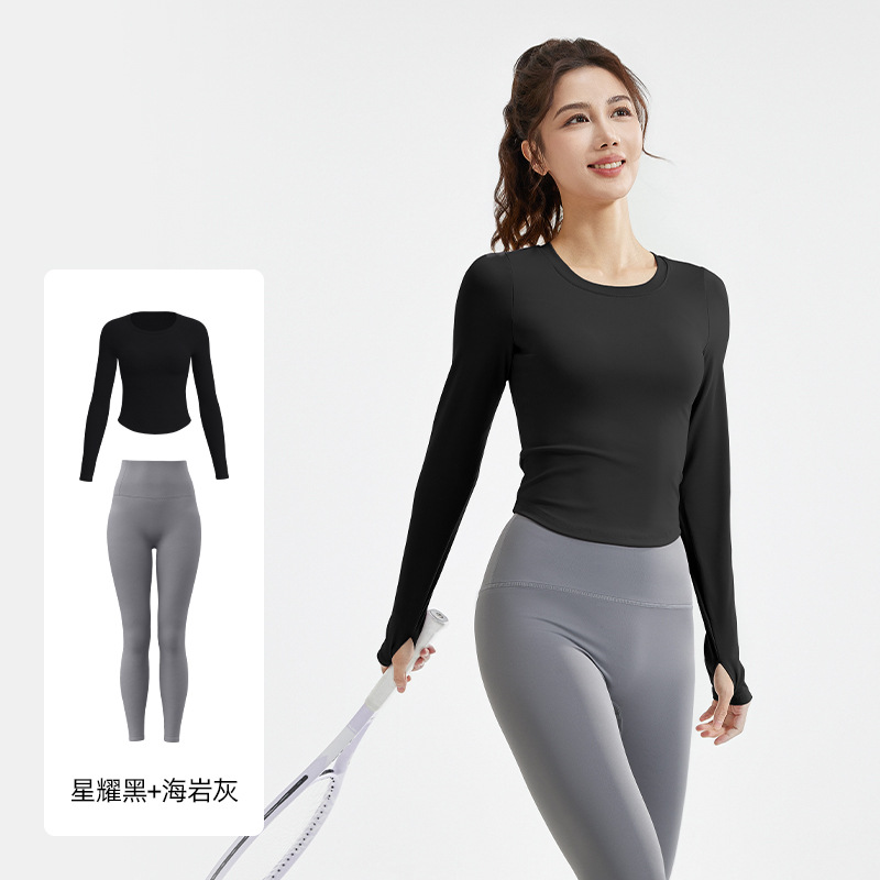 Juyitang nuevo traje de yoga delgado desnudo, delgado, elástico y transpirable, traje de fitness de ocio para correr