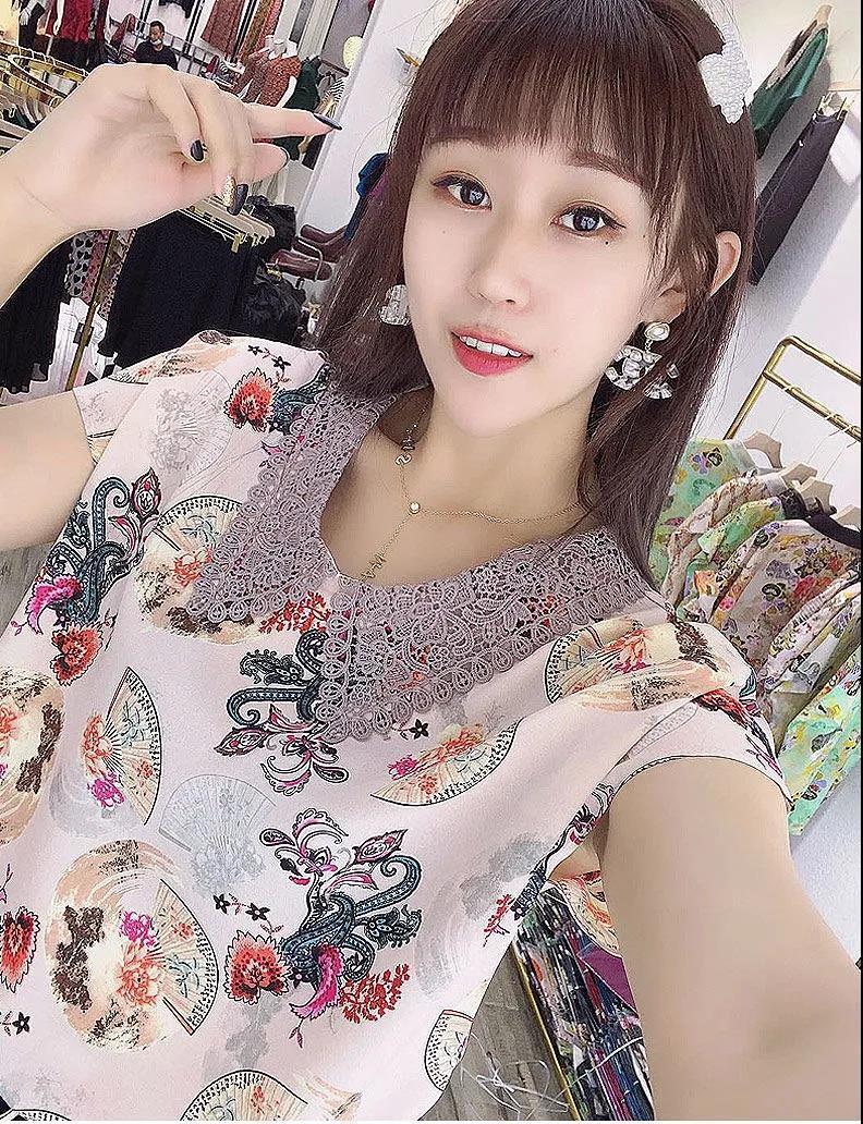 Short-sleeved chiffon shirt, a new style of fashionable and trendy women's wear in 2022, with a potbelly cover and a stylish large-sized women's top pic 10
